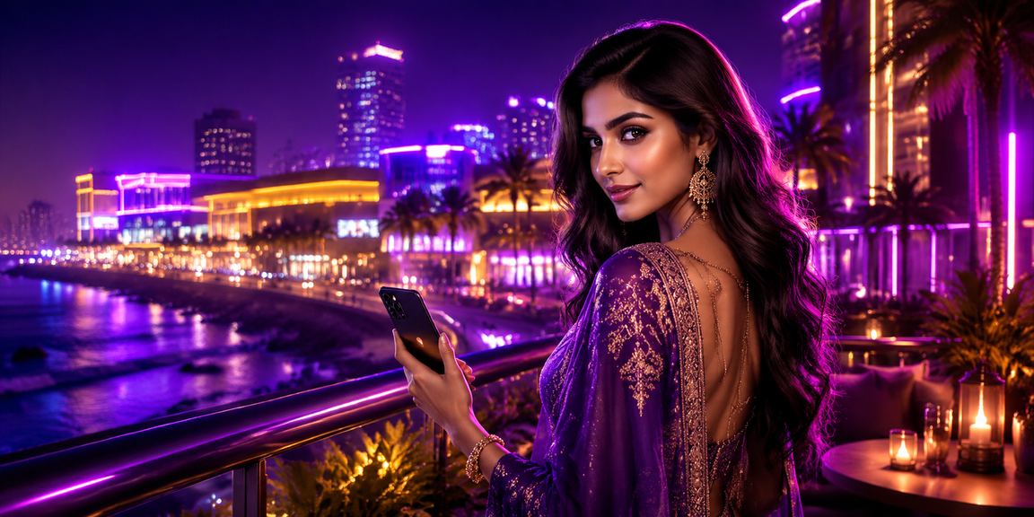 Night view of Mumbai Bandra with neon lights symbolizing deposit and casino entertainment